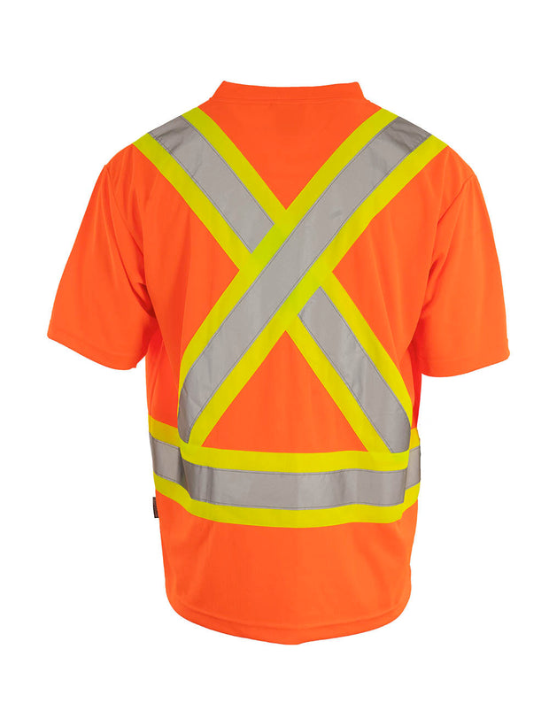 Forcefield Hi Vis V-Neck Short Sleeve Safety Tee Shirt