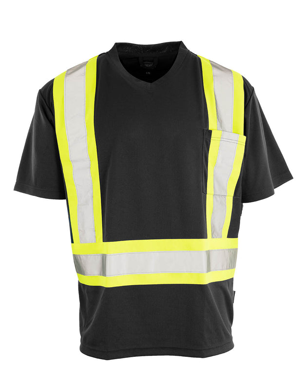Forcefield Hi Vis V-Neck Short Sleeve Safety Tee Shirt