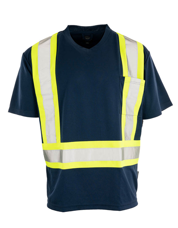 Forcefield Hi Vis V-Neck Short Sleeve Safety Tee Shirt
