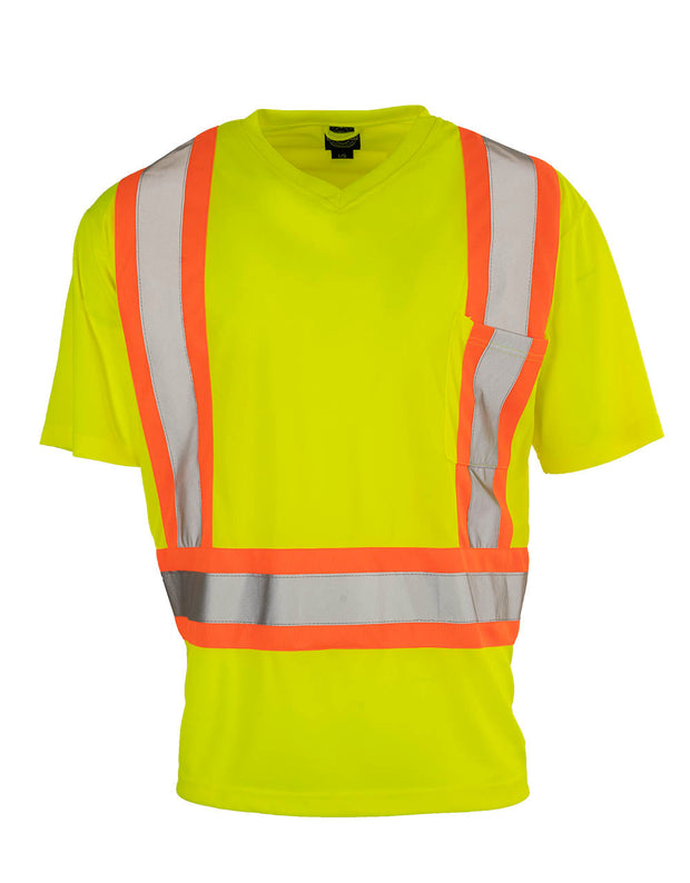 Forcefield Hi Vis V-Neck Short Sleeve Safety Tee Shirt