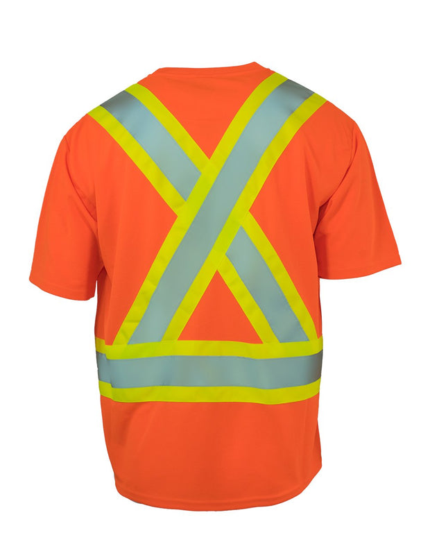 Forcefield Hi Vis Crew Neck Short Sleeve Safety Tee Shirt with Chest Pocket