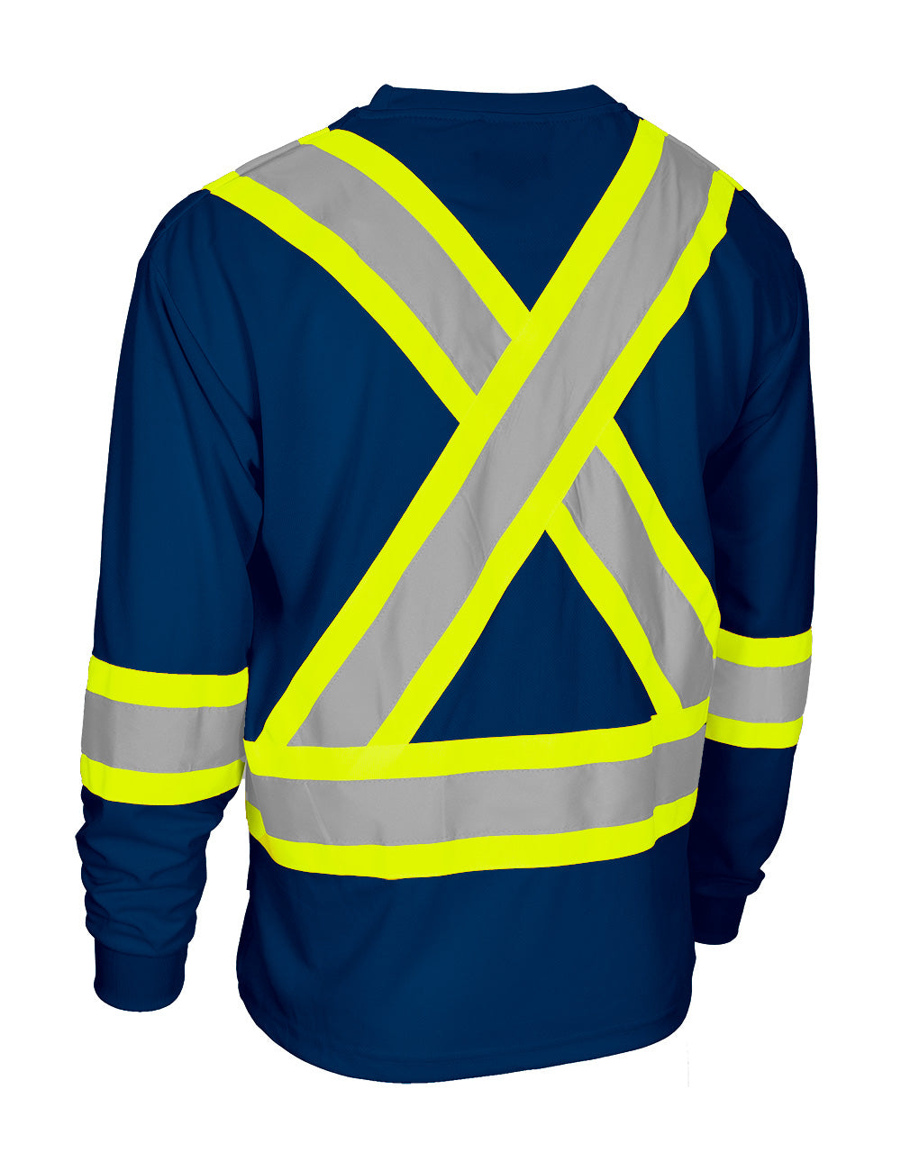 Forcefield Hi Vis Crew Neck Long Sleeve Safety Tee with Chest
