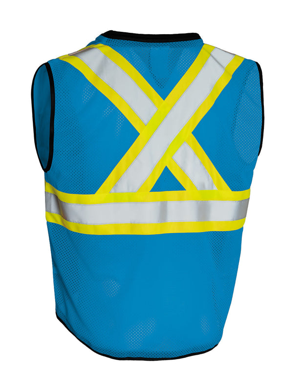Forcefield Hi Vis Traffic Safety Vest with Zipper Front, Tricot Polyester
