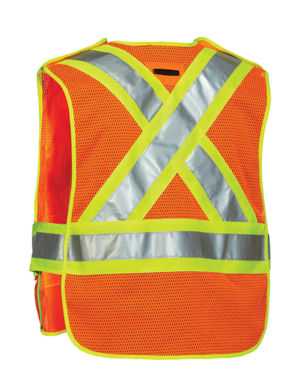 Forcefield 5-Point Tear-away Hi Vis Mesh Traffic Safety Vest, One-Size