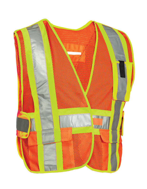 Forcefield 5-Point Tear-away Hi Vis Mesh Traffic Safety Vest, One-Size