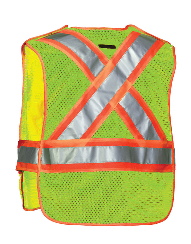 Forcefield 5-Point Tear-away Hi Vis Mesh Traffic Safety Vest, One-Size