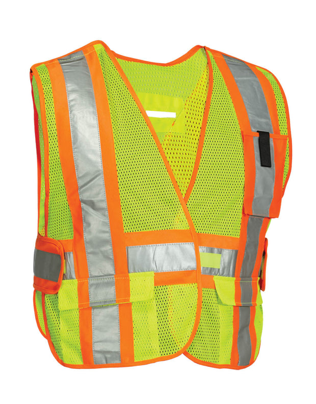 Forcefield 5-Point Tear-away Hi Vis Mesh Traffic Safety Vest, One-Size