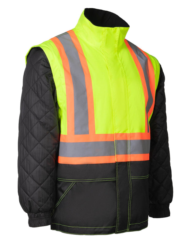 Forcefield Lime "Torngat" Premium Ripstop 4-in-1 Hi-Vis Safety Parka