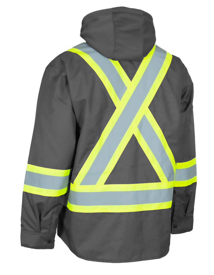 Forcefield Hi-Vis Hoodie Shacket With Detachable Hood