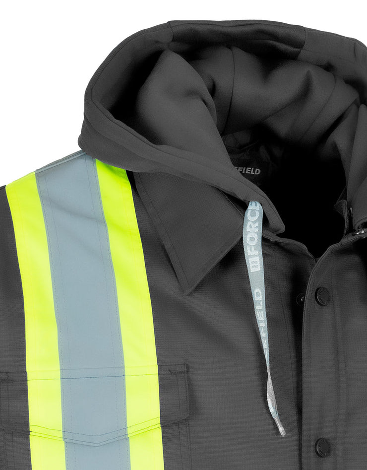 Forcefield Hi-Vis Hoodie Shacket With Detachable Hood