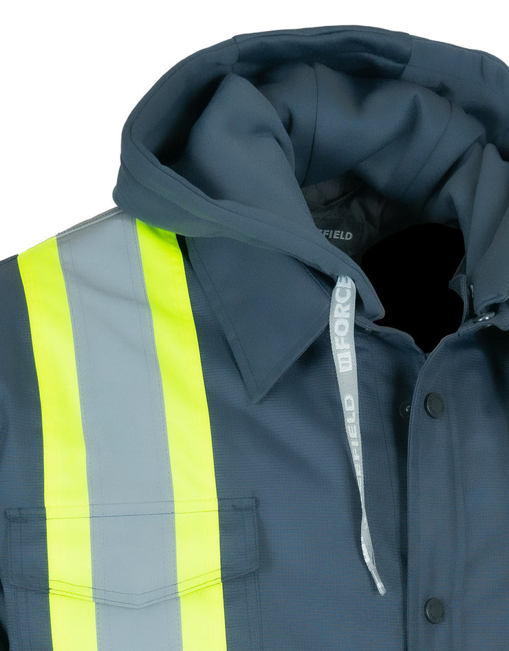 Forcefield Hi-Vis Hoodie Shacket With Detachable Hood
