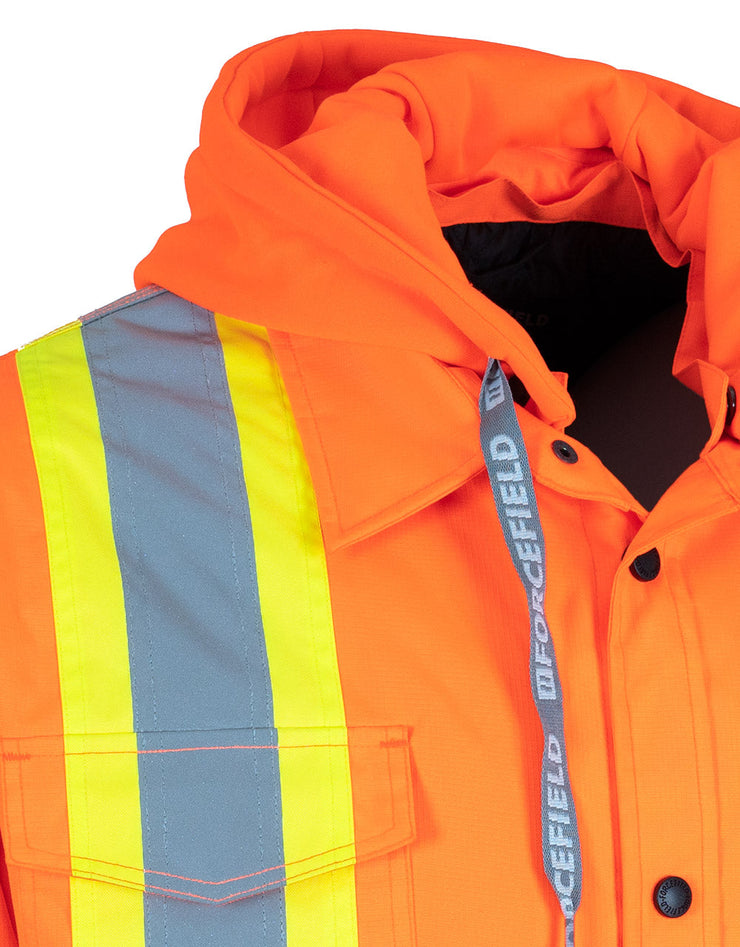 Forcefield Hi-Vis Hoodie Shacket With Detachable Hood