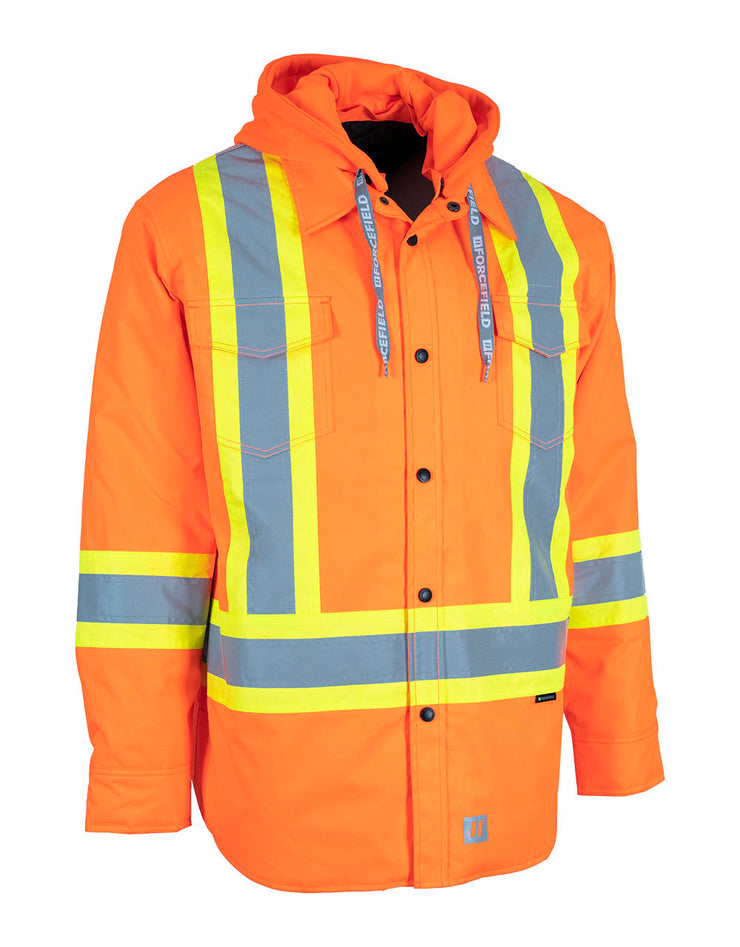 Forcefield Hi-Vis Hoodie Shacket With Detachable Hood