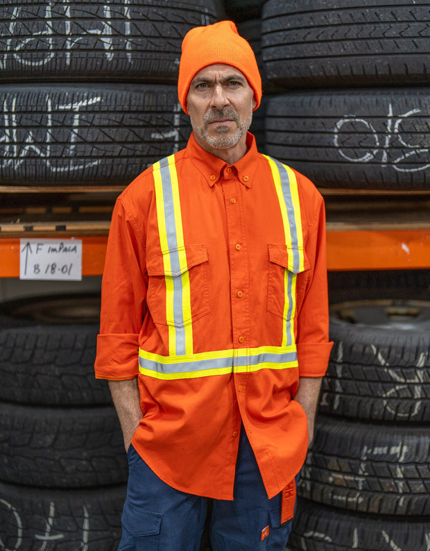 Forcefield Inherent Flame-Resistant Long Sleeve Button Down 6oz Safety Shirt