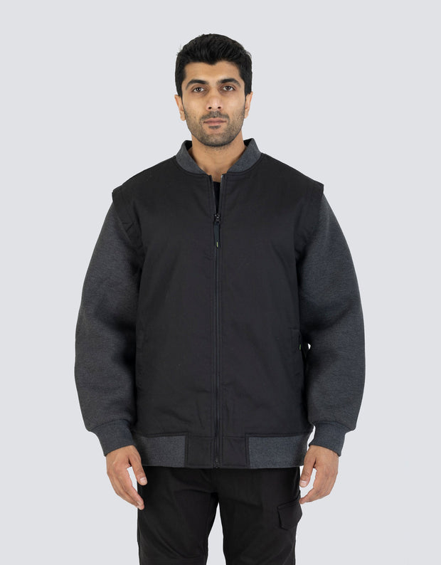 Veste de baseball en toile avec doublure en flanelle à carreaux 