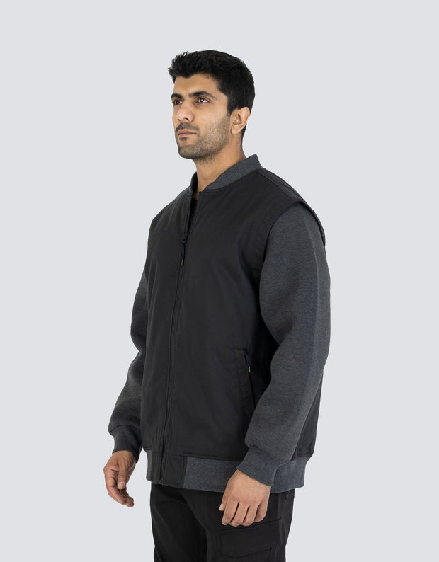 Veste de baseball en toile avec doublure en flanelle à carreaux 