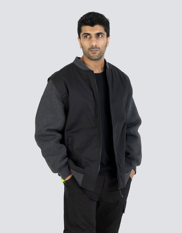 Veste de baseball en toile avec doublure en flanelle à carreaux 