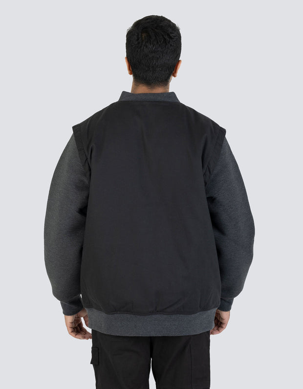 Veste de baseball en toile avec doublure en flanelle à carreaux 