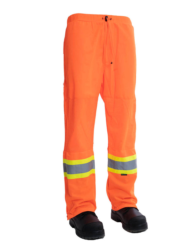 Forcefield Hi Vis Safety Tricot Traffic Pants with Vented Legs and Elastic Waist