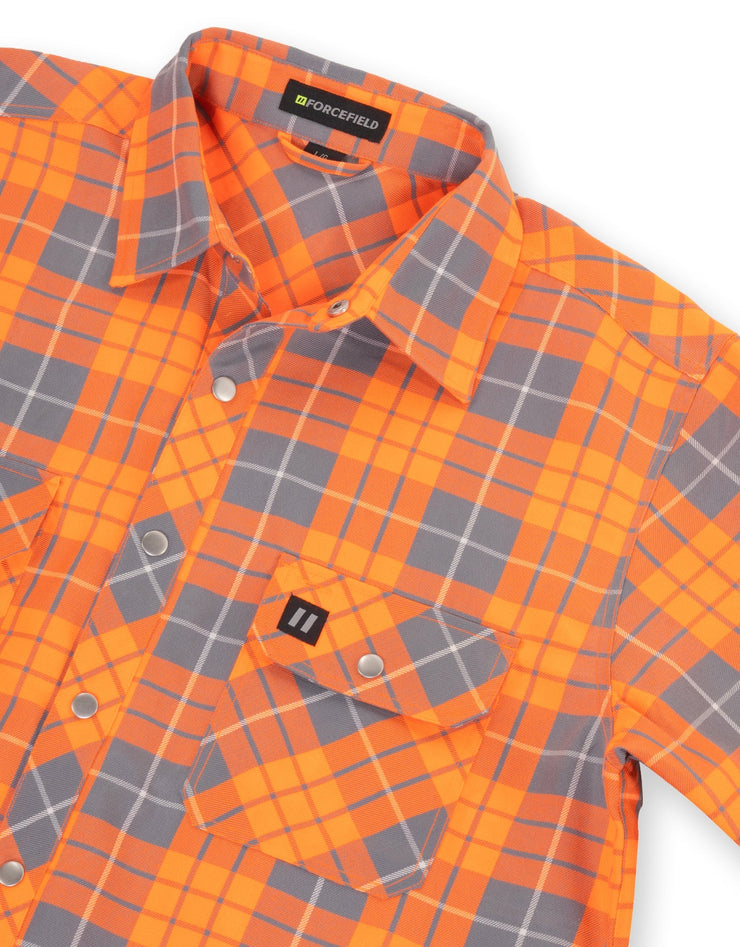 Forcefield Hi Vis Orange Plaid Unlined Flannel Shirt – Forcefield