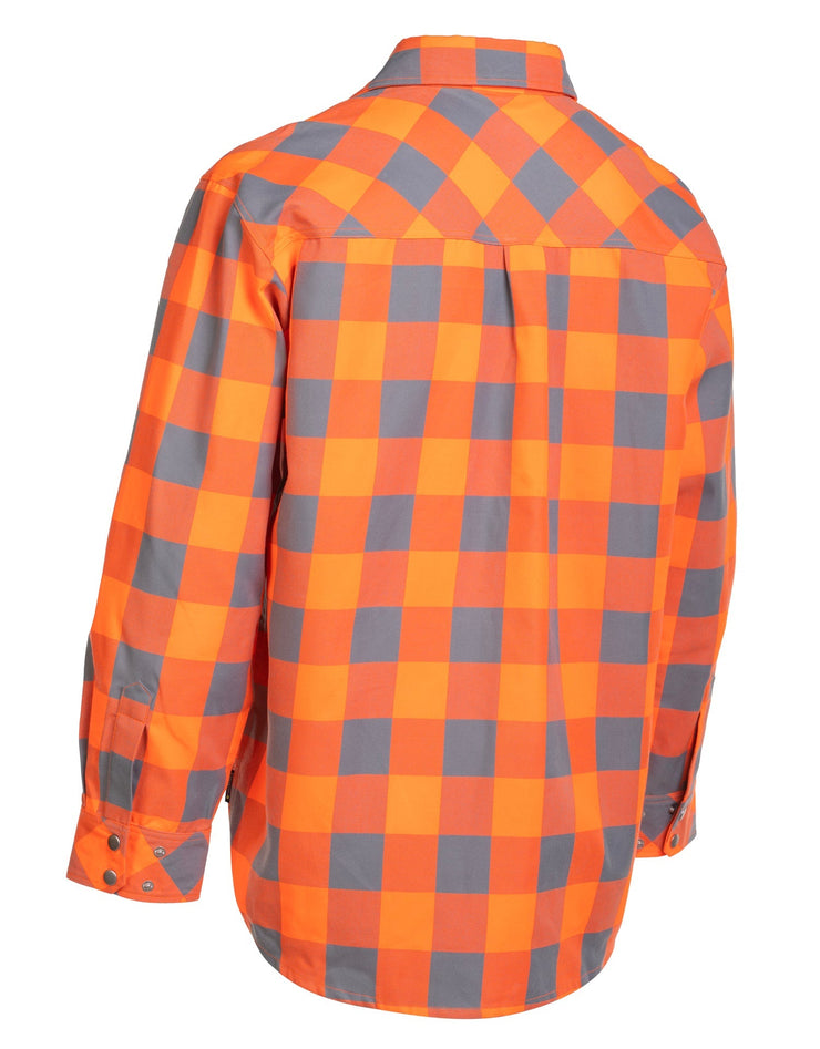 Forcefield Hi Vis Orange Buffalo Plaid Unlined Flannel Shirt