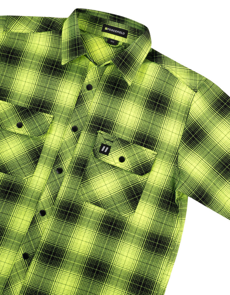Forcefield Hi Vis Black Shadow Plaid Unlined Flannel Shirt
