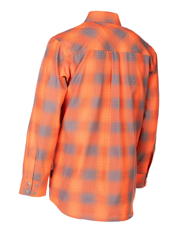 Forcefield Hi Vis Orange Shadow Plaid Unlined Flannel Shirt