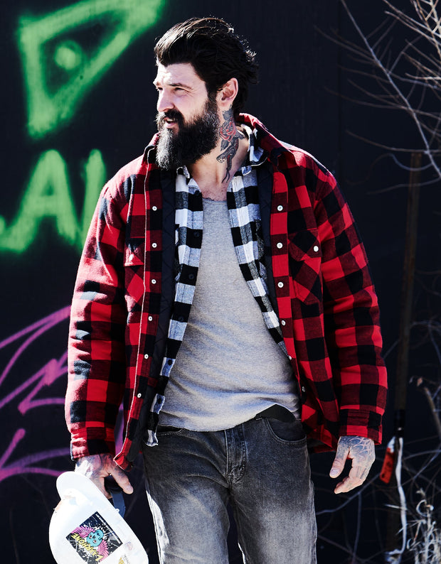 Forcefield Red Buffalo Plaid Quilt-Lined Flannel Shirt Jacket