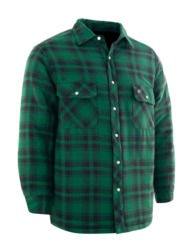 Forcefield Green Plaid Quilt-Lined Flannel Shirt Jacket