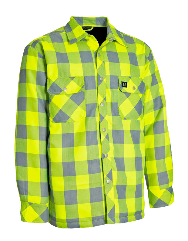 Forcefield Hi Vis Buffalo Plaid Quilt-Lined Flannel Shirt Jacket