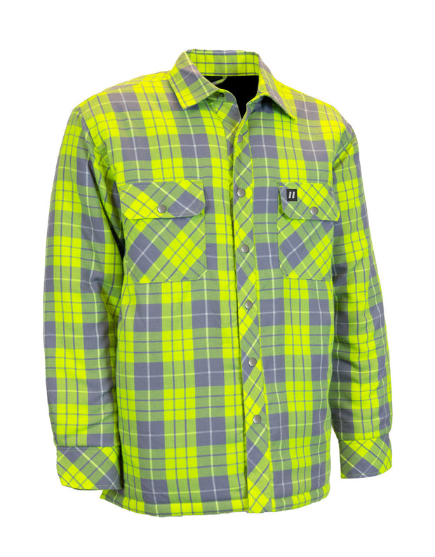 Forcefield Hi Vis Plaid Quilt-Lined Flannel Shirt Jacket