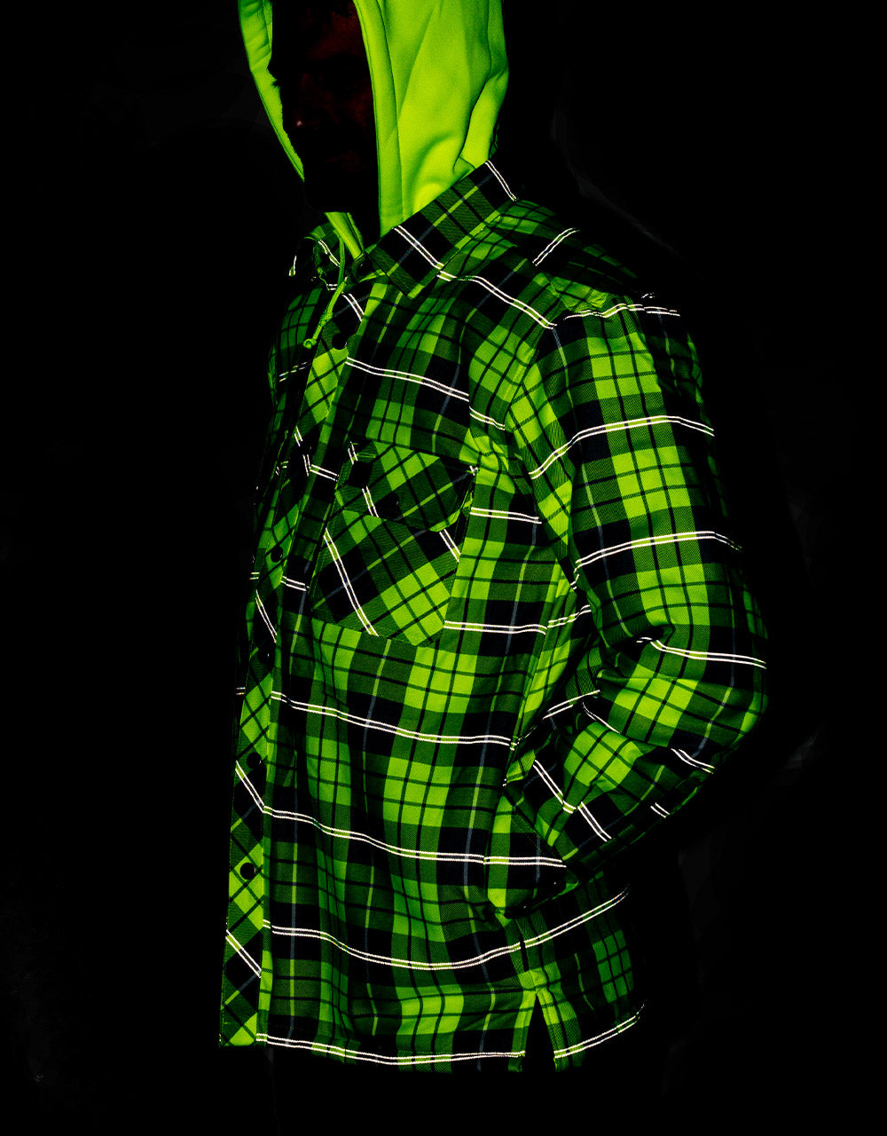 ラッシェンド　ベルフティ Forcefield Hi Vis Plaid Hooded Quilted Flannel Shirt Jacket with