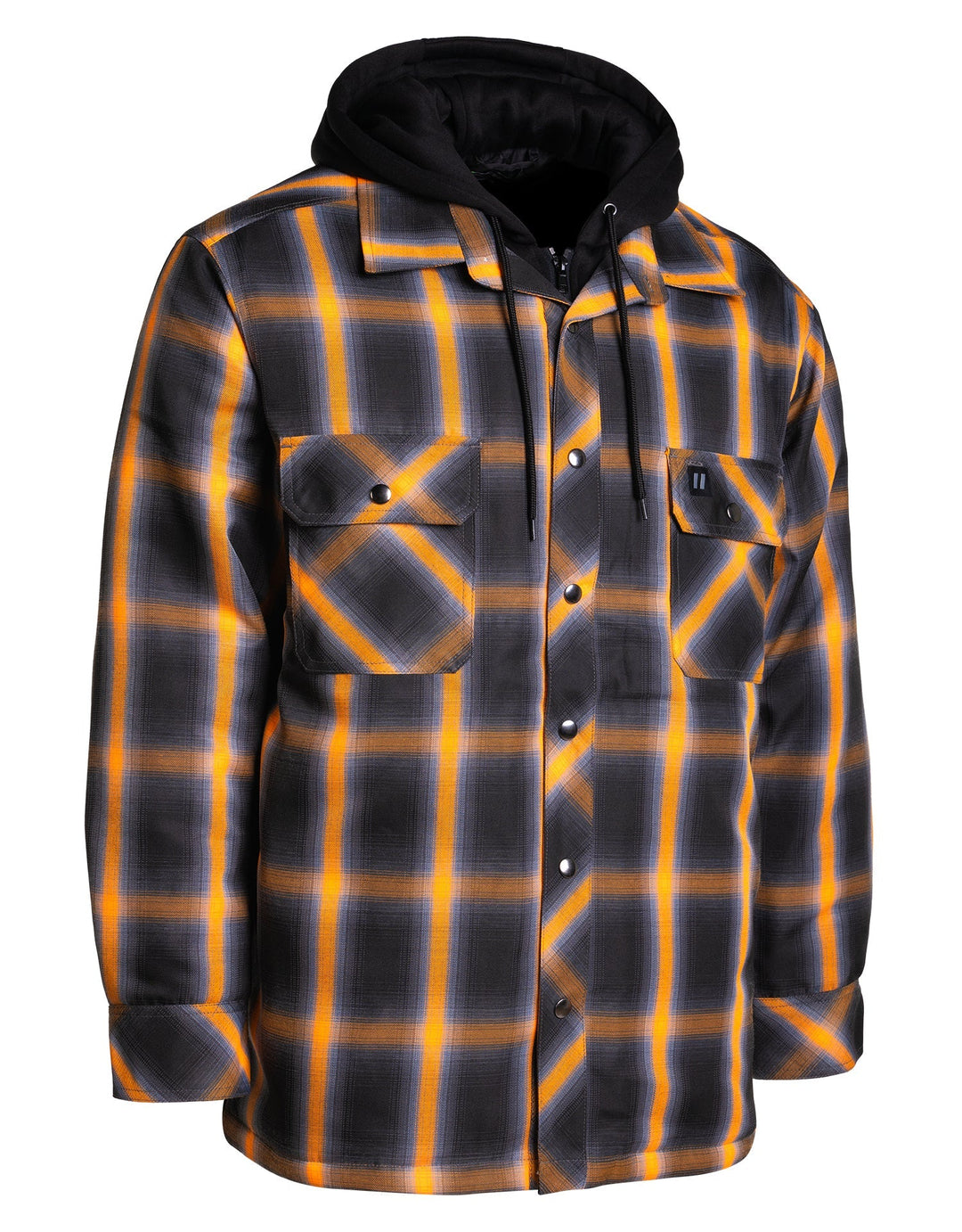 Forcefield Orange Ombre Plaid Hooded Quilt-lined Shirt Jacket