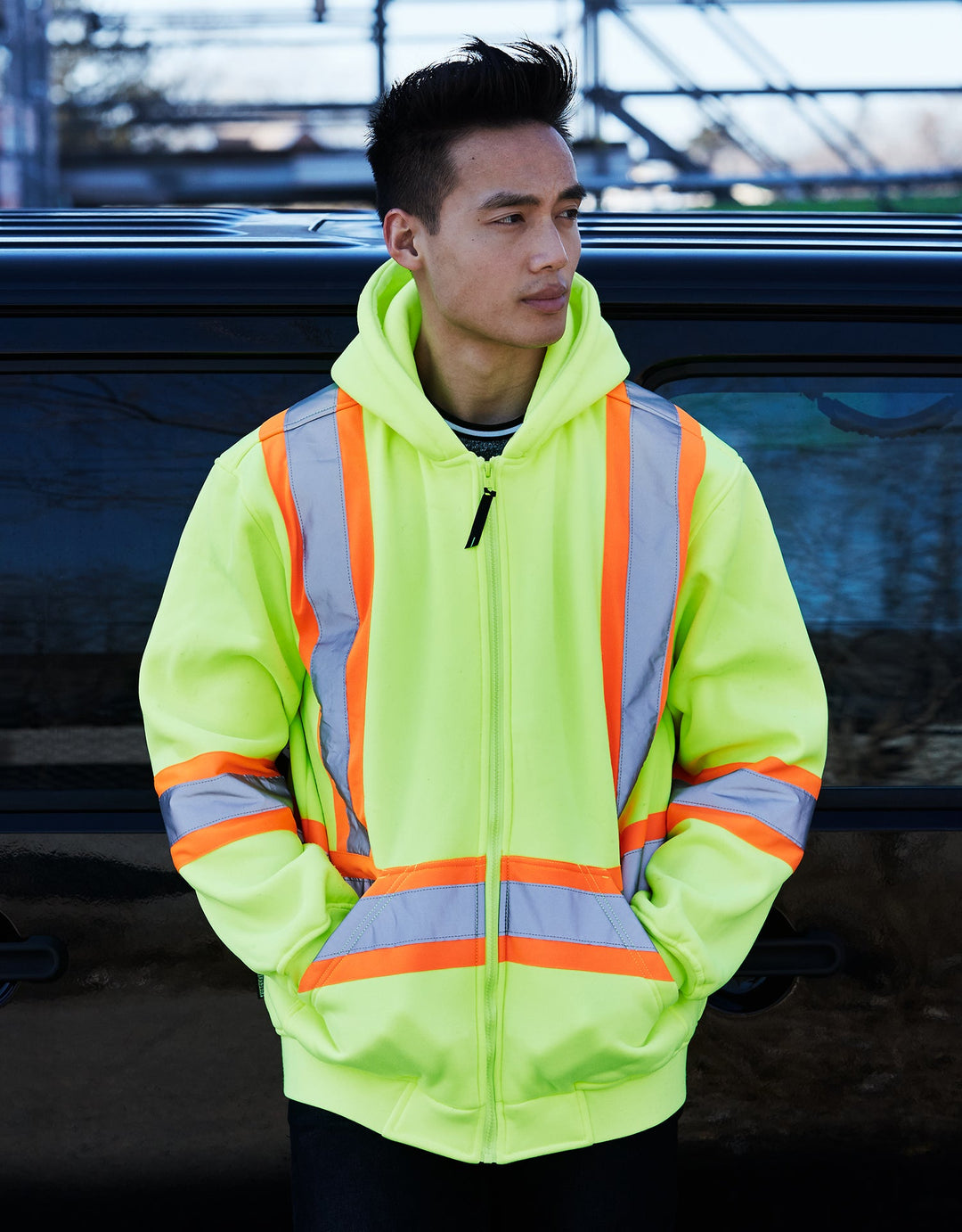 Forcefield Deluxe Hi Vis Safety Hoodie, Attached Hood – Forcefield