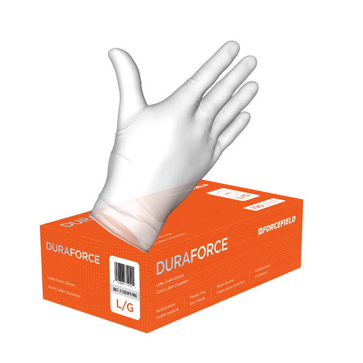 Forcefield Duraforce Latex Disposable Examination Gloves (Case of 1000 Gloves)