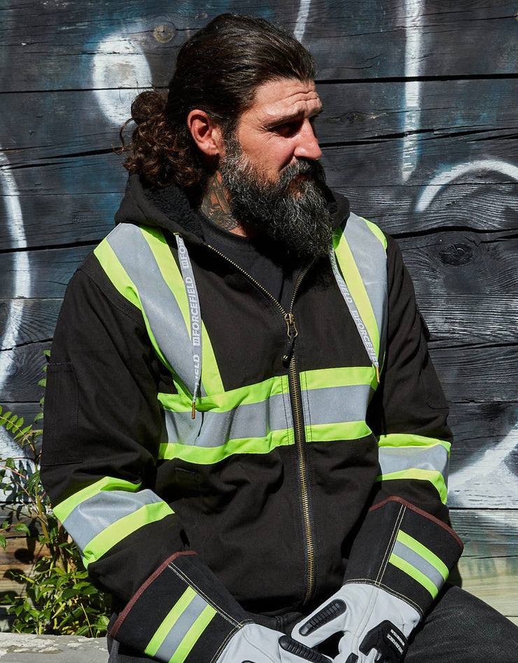 Veste de travail de sécurité en toile haute visibilité avec doublure Sherpa 