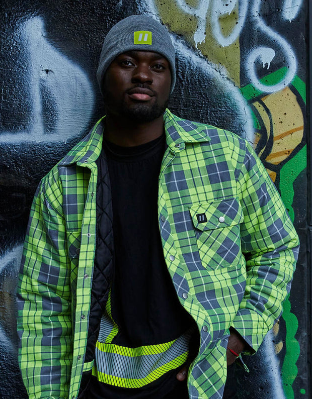 Forcefield Hi Vis Plaid Quilt-Lined Flannel Shirt Jacket
