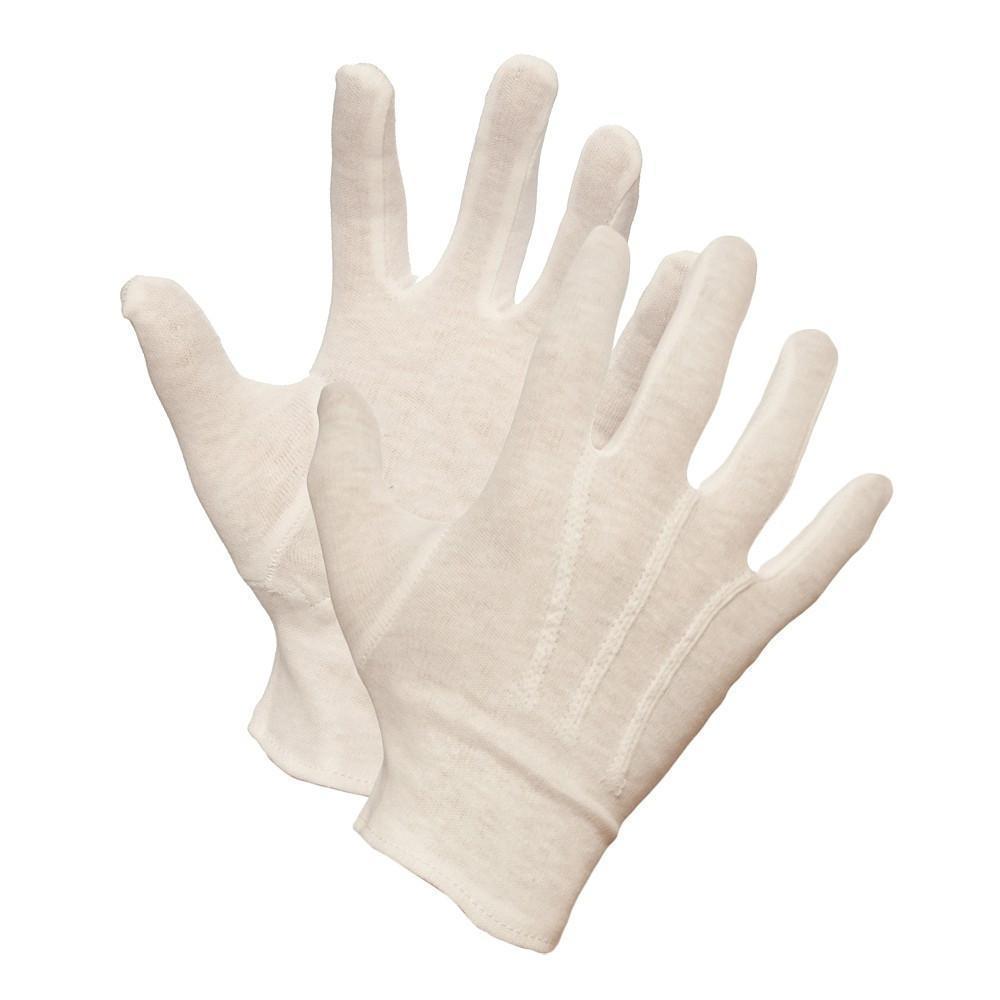 Gants De Parade Perlés Blancs - Coton Avec Poignée Antidérapante - Taille Unique (1 Paire)