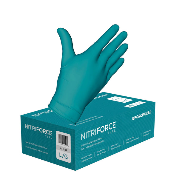 NitriForce Teal Nitrile Disposable Gloves (Case of 1000 Gloves)