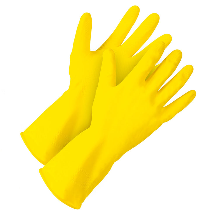 Flocklined Latex Dishwashing Style Rubber Gloves