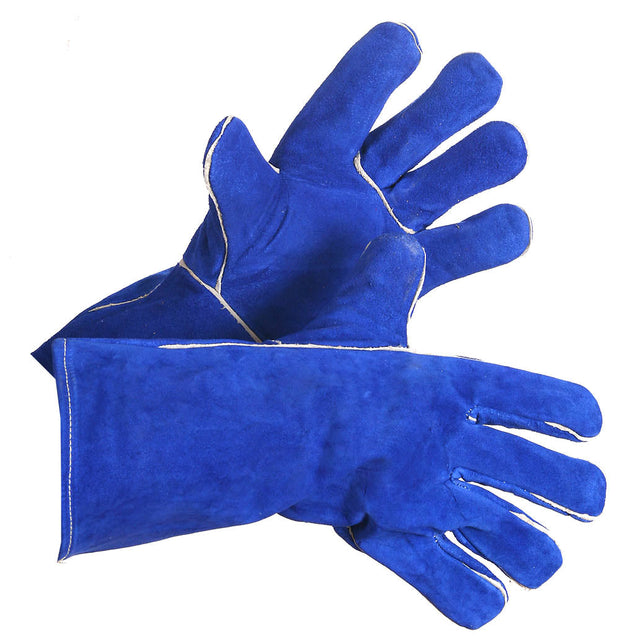 Fully Lined Split Leather Blue Welding Glove, Standard Grade