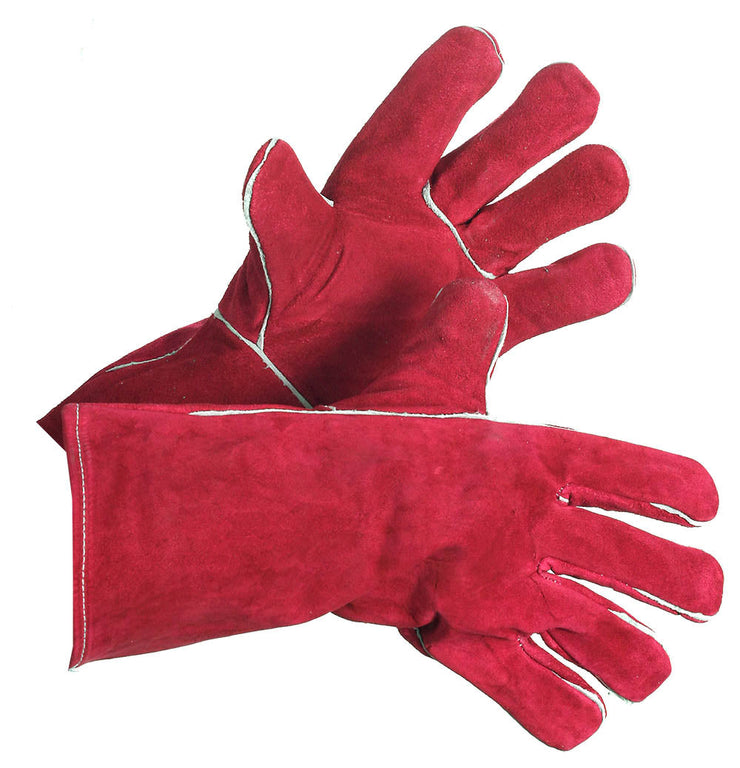 Fully Lined Split Leather Red Welding Glove, Standard Grade