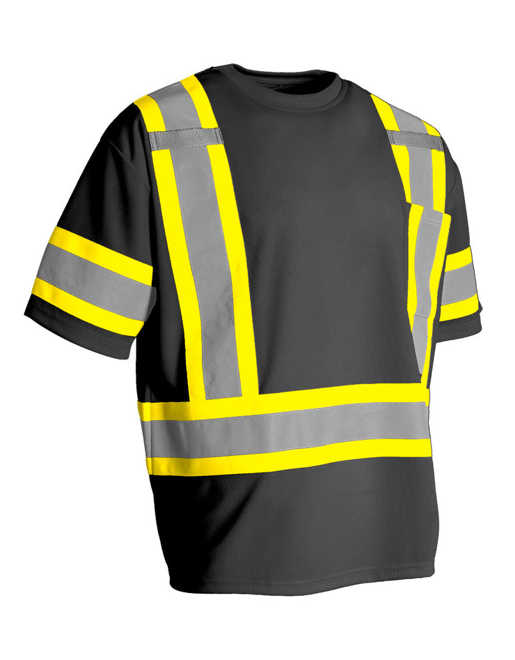 Hi Vis Crew Neck Short Sleeve Safety Tee Shirt with Chest Pocket and A – Forcefield  Canada - Hi Vis Workwear and Safety Gloves