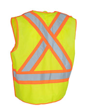 5-Point Tear-Away Hi Vis Traffic Safety Vest, Tricot Polyester