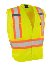 5-Point Tear-away Hi Vis Mesh Traffic Safety Vest, 3 Sizes