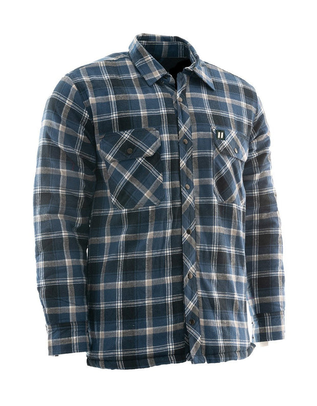 Blue Plaid Sherpa-Lined Flannel Shirt Jacket