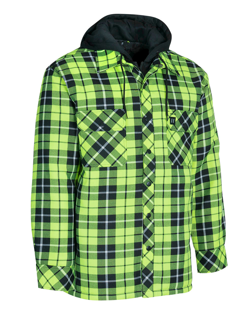 Hi Vis Hooded Tartan Plaid Quilt-Lined Flannel Shirt Jacket – Forcefield  Canada - Hi Vis Workwear and Safety Gloves