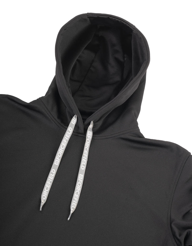 Black Pullover Forcefield Logo Sleeve Graphic Hoodie