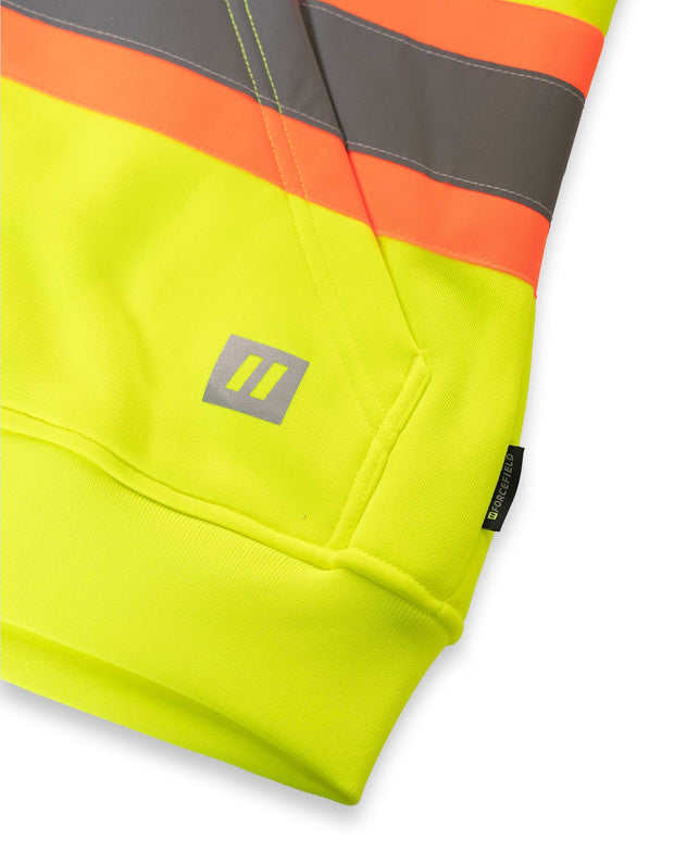 Women's Hi Vis Lime Safety Hoodie with Detachable Hood