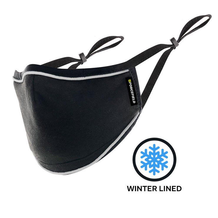 Deluxe Winter Lined Black Fabric Face Mask